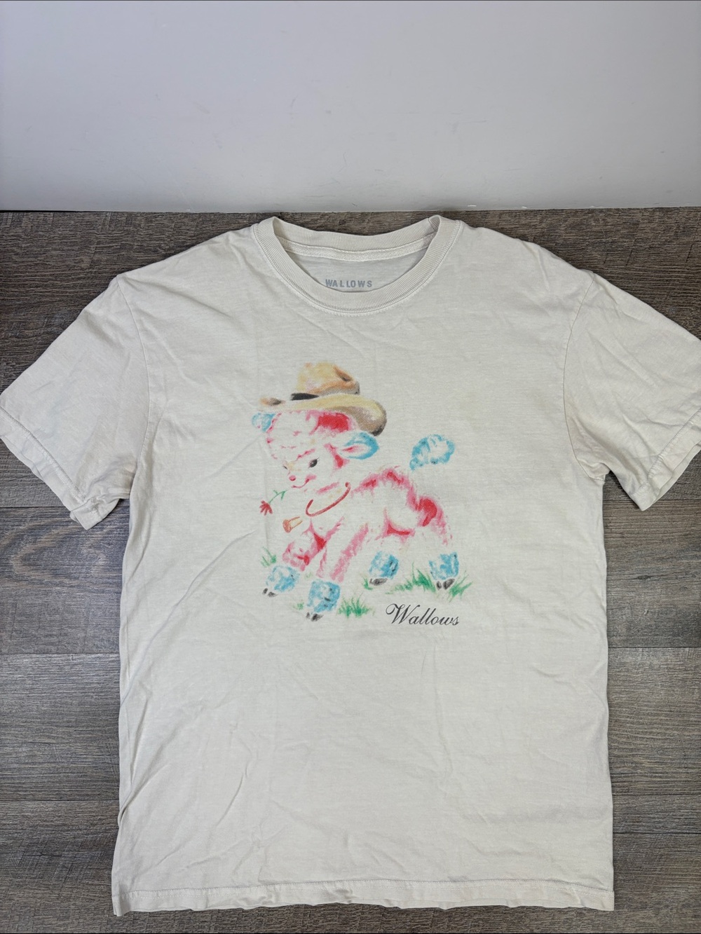 Wallows Lamb Graphic Band T-Shirt Cream 100% Cotton Size Medium